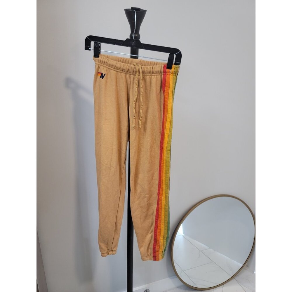 Aviator Nation 5 Stripe Sweatpants Women's Sz XSmall Stripes Designer Multicolor